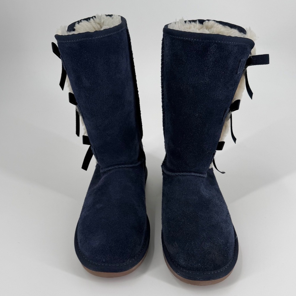 Koolaburra by UGG Victoria Navy Blue Suede Bow Boots Kids Size 4